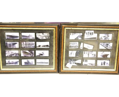 Box of collections of cigarette cards and two framed collections of Titanic cards. P&amp;P Group 3 (£25+VAT for the first lot