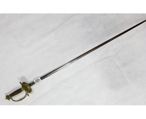 A British George IV dress sword with brass knuckle guard, crown pommel and wired grip. P&amp;P Group 3 (£25+VAT for the first