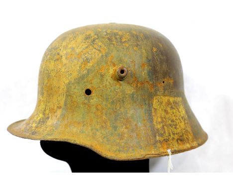 German WWI type M17 camo stahlhelm helmet, believed to be Somme barn find. P&amp;P Group 2 (£18+VAT for the first lot and £2+