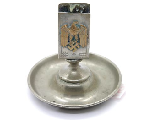 German WWII type table match box holder mounted onto an ashtray base. P&amp;P Group 1 (£14+VAT for the first lot and £1+VAT f