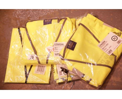 Four new sealed Hi Vis waistcoats three XL and one M. P&amp;P Group 2 (£18+VAT for the first lot and £2+VAT for subsequent lo