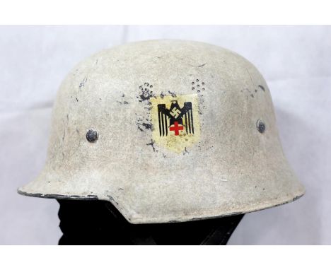 WWII type German lightweight helmet, used by medics. P&amp;P Group 2 (£18+VAT for the first lot and £2+VAT for subsequent lot