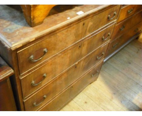 A 19th century mahogany chest, the rectangular top over four graduated long drawers with replacement drop handles on bracket 