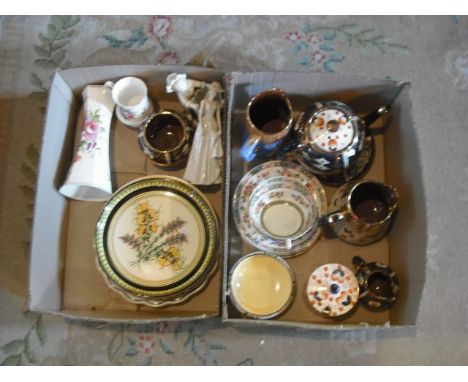 A small mixed lot of decorative ceramics, including an Edwardian earthenware part-tea service, decorated in the Imari palette