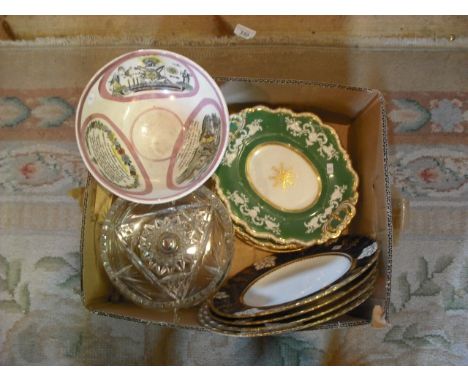 A Sunderland lustre footed bowl, the Sailor's Farewell, together with an early 19th century Spode part-dessert service, a lea