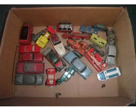 A mixed lot of Dinky, Corgi and other die-cast vehicles, including a Crescent Toy BRMII racing car, a Dinky Toys Volkswagen B