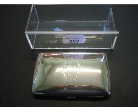A silver presentation cigarette case, the cover engraved Welsh Golf Championship 1899, Birmingham hallmarks.