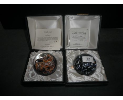 Two boxed limited edition Caithness paperweights, including a Stormy Petrel weight, number 183/500 and a Sun Dance weight, nu