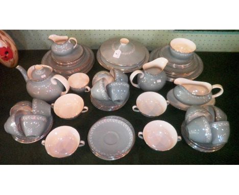 A Royal Doulton Aegean dinner and tea service, largely a twelve place setting.