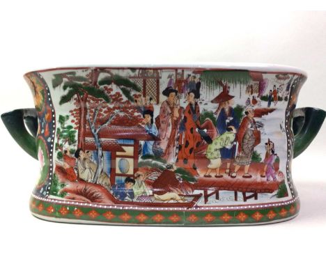 MODERN JAPANESE STYLE CERAMIC PLANTER, with twin handles20cm x 47cm