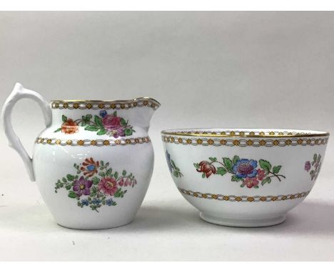SPODE PART TEA SERVICE, comprising jug, bowl, cups and saucers, with floral and gilt decoration 