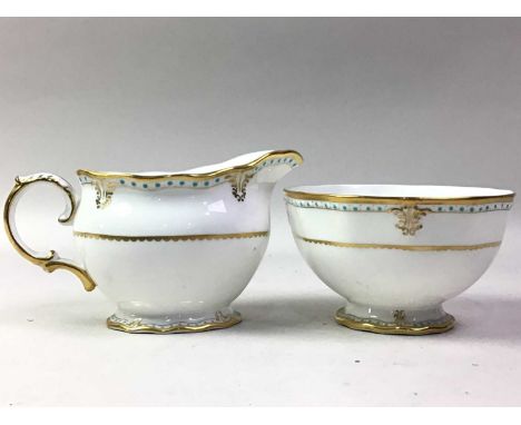 ROYAL CROWN DERBY TEA SERVICE, LOMBARDY PATTERN comprising six cups, six saucers, six side plates, sugar, cream and biscuit p