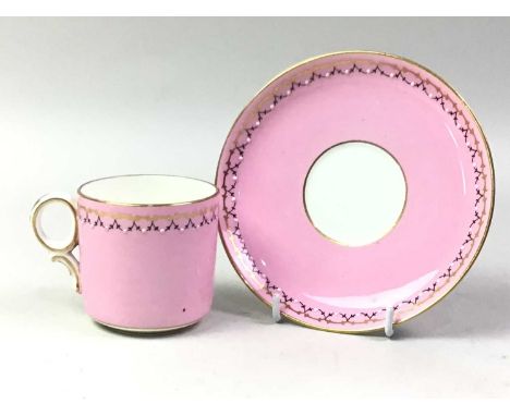 CONTINENTAL PORCELAIN TEA SET, ALONG WITH A FOLEY TEA SET the first 19th century, with gilt decoration to pale pink ground, c