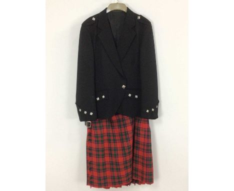 TWO TARTAN KILTS, WITH HIGHLAND DRESS both with jacket and belt, one waistcoat, sporran and flashesThe jacket in the first im