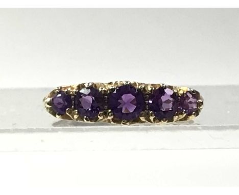 AMETHYST RING, in nine carat gold, size N 1/2Qty: 2.3g