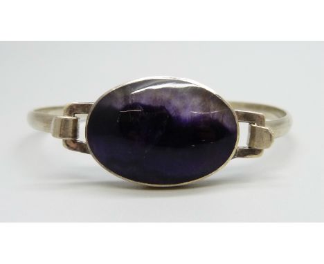 A silver and Blue John bangle, hallmarked Birmingham 1993, maker PEB 
