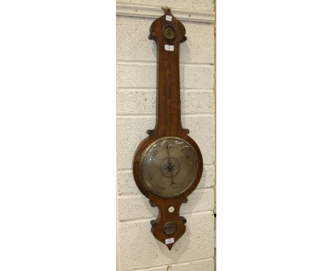 Golding, Pontypool, a rosewood banjo barometer with silvered dial, (a/f), 100cm, no thermometer, damp/dry hands and glass mis