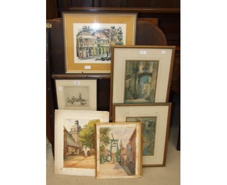 E Swiney, "The Fall of the Leaf in Brittany", an unframed signed  watercolour sketch, 39.5 x 28.5cm, a companion, "Dutch Scen