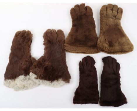 Pair of Brown Wool Aviators Flying Gloves, nice pair of leather flying gloves with a brown wool covering to the exterior and 