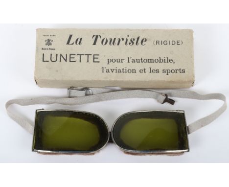 Pair of French Made “La Touriste” Lunette Automobile / Aviation Goggles, fine pair of French made metal framed goggles with t