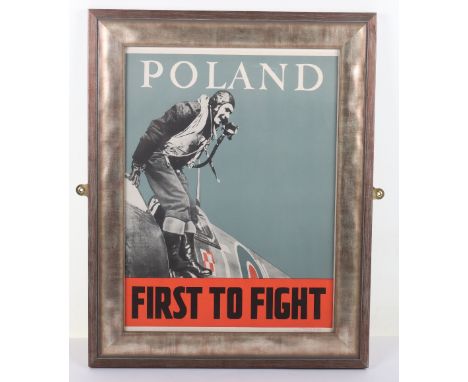 WW2 “POLAND FIRST TO FIGHT” Poster, the small information poster shows a Polish pilot getting out of his spitfire aircraft wi