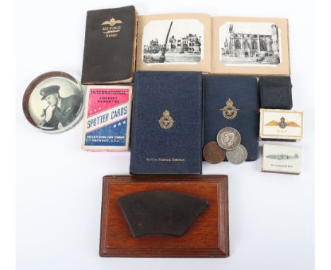 Small Grouping of Royal Air Force Ephemera, including glass paperweight with photograph inside of RAF pilot, RAF Active Servi