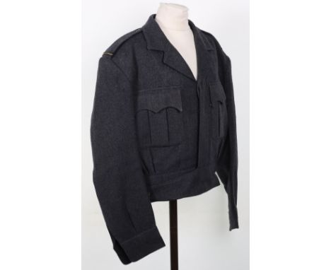 Royal Air Force (RAF) Battle Dress Blouse, privately tailored RAF battle dress blouse in blue grey cloth. Single rank lace st