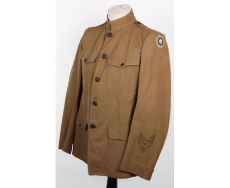 WW1 Period American Air Service Tunic, khaki four pocket service tunic with American eagle tunic buttons. One arm with embroi