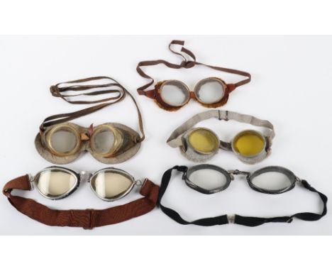 Pair of Vintage Aviators Flying Goggles by Bausch &amp; Lomb, with Perspex lenses and rubber frames, complete with cloth stra