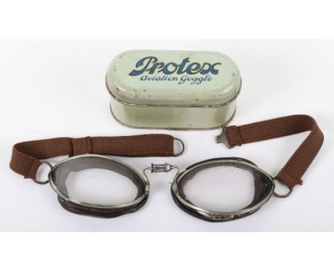 Pair of Vintage Aviators Flying Goggles, being leather framed French made examples with brown cloth two piece strap. Housed i