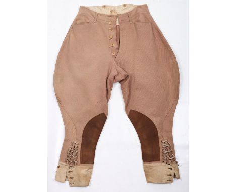 WW1 Period British Officers Jodhpurs / Breeches, fine pair in whipcord cloth with button fly front. Laced lower sections. Sue