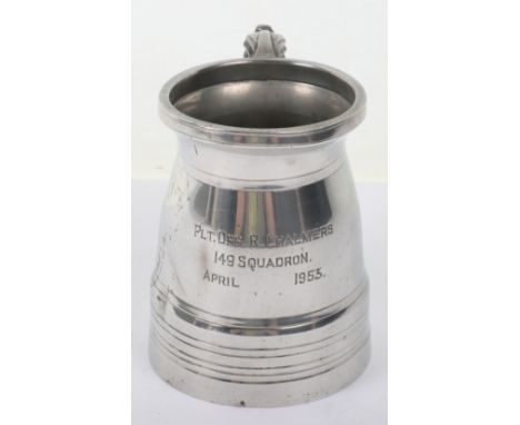 Pewter Tankard of No149 Squadron Interest, engraved to the front “FLT OFF R CHALMERS 149 SQUADRON APRIL 1953”. Good overall c