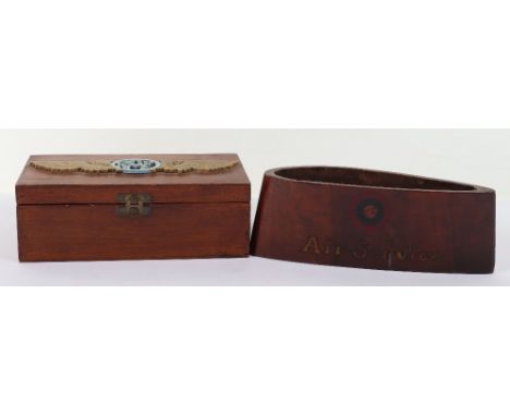 Royal Air Force Keepsake / Jewellery Box, wooden rectangular jewellery box with painted carved RAF wings mounted to the lid. 