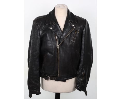 Vintage Black Leather Jacket, German made black leather motorcyclists / flying jacket with lower slash pockets and one breast