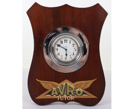 Desk Piece Swiss Made 8 Day Clock Mounted into Propeller Shield, fine enamel dial with all hands. Marked 8 Day swiss made to 