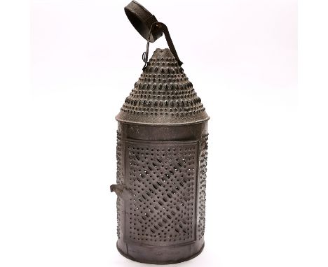 An early (probably French) 19th century 'Thousand Eye' candle lantern, H. 43cm. Prov. Estate of the late Dr. James (Jim) Byno