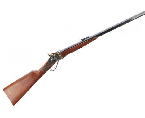 A .45-90 Cal. Pedersoli Sharps Falling Block Rifle. Serial No.SH28783. Std. Specs. Heavy octagonal barrel, colour case harden