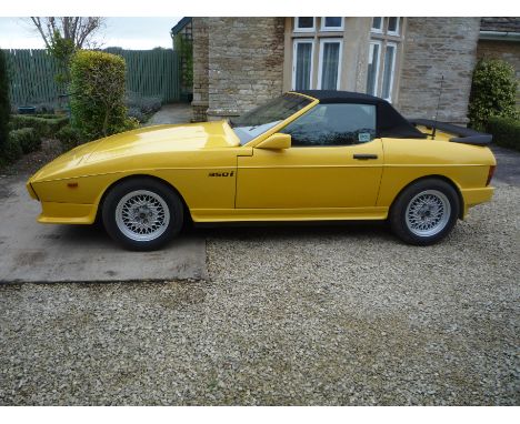 1987 TVR 350iReg. no. FXI 350Chassis no. SA9DH35P8HB019122Engine no. 37A00452CIn 1982, TVR – then recently bought by Peter Wh