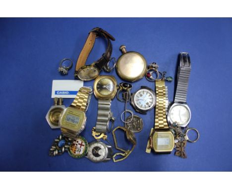 A vintage Casio Alarm Chrono wristwatch; together with a quantity of wristwatches and costume jewellery