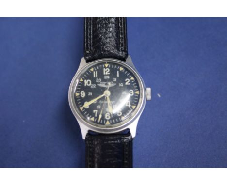 A vintage Sovereign Air force wristwatch, having 12 and twenty four hour 27mm dial, aluminium case, on rubber strap.   Condit