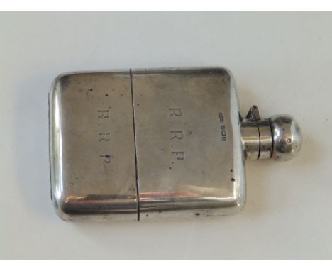 A presentation silver hip flask - 'RRP' - Dixon &amp; Sons, Sheffield  1915,  5.75".