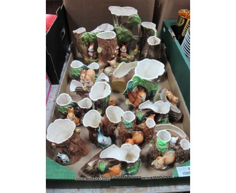Poole Pottery Vases, decorated with squirrels and rabbits:- One Box