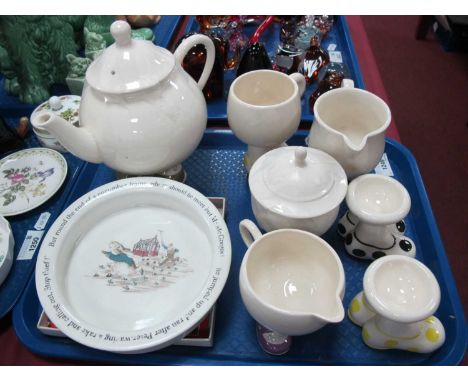 Carlton Ware 'Walking Ware' Teapot, jugs, sugar bowl, mug, egg cups, Wedgwood Hans Christian Anderson plates and Peter Rabbit