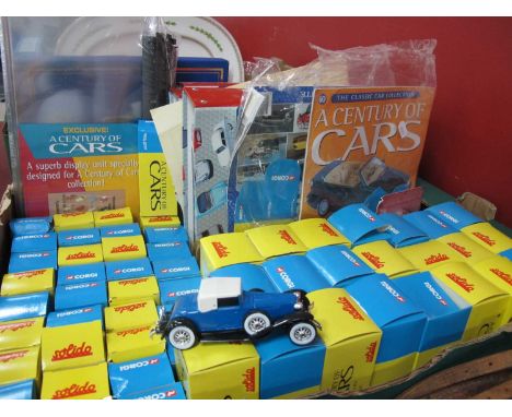 Corgi Solido Die Cast Model Vehicles, approximately fifty-six in boxes. Magazines.