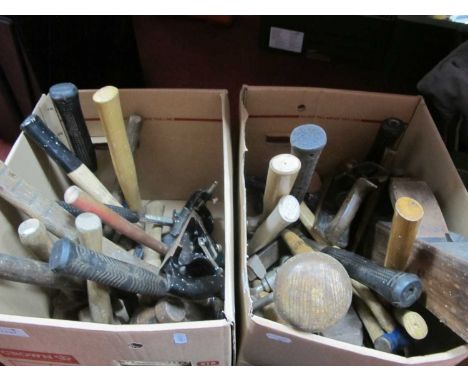 Tools - Stanley No 78 Plane, hatchets, hammers, Record No 4 plane, screwdriver, etc:- Two Boxes