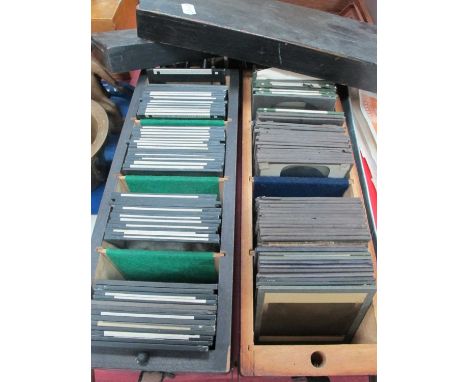 Magic Lantern Black and White Slides, of France etc, in black cases (2).