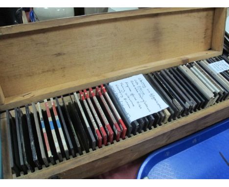 Magic Lantern Slides Circa 1900, King Edward 7th, Afghanistan, China, humerous, etc, approximately fifty, in box.