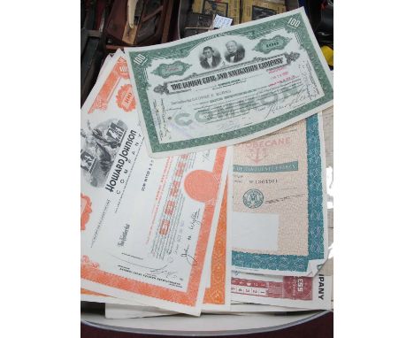 Russian Bond 1889, Charles Laffitte Co Ltd share certificate, 1866, other share and bond certificates.
