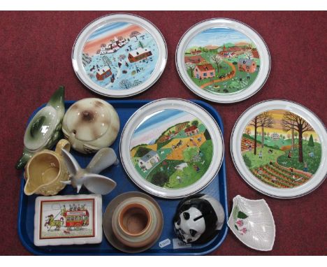 Villeroy &amp; Boch Four Seasons Plates, Carlton vase, Poole dishes, Sylvac kitchen jars,, etc:- One Tray