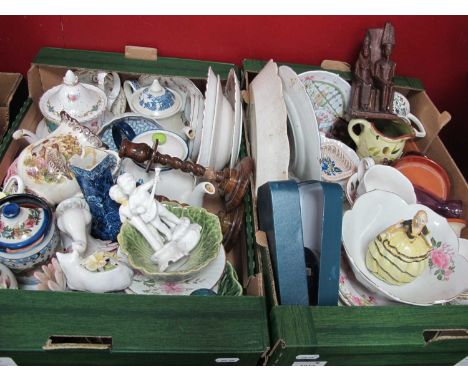 Spode Blue Italian Plate, display plates, teapots, various other ceramics, etc:- Two Boxes.